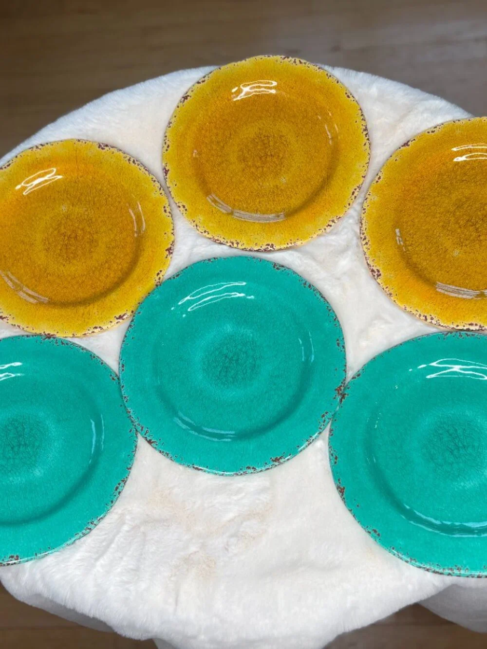 Pier 1 Imports Carmelo 6 Melamine Crackle Glaze Distressed Luncheon Plates-NWT